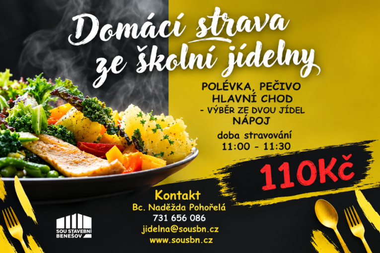 Leták s nabídkou obědů pro veřejnost